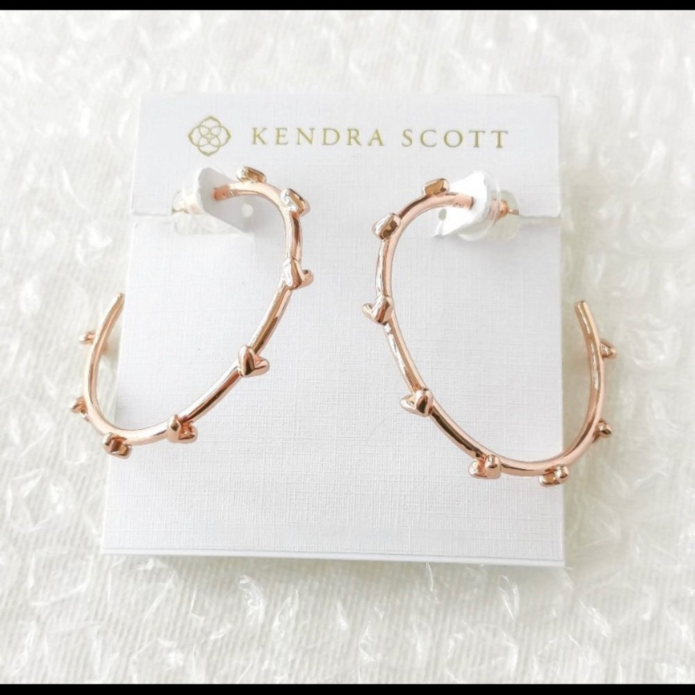 Kendra Scott Haven Heart Rose Gold Hoop Earrings NWT